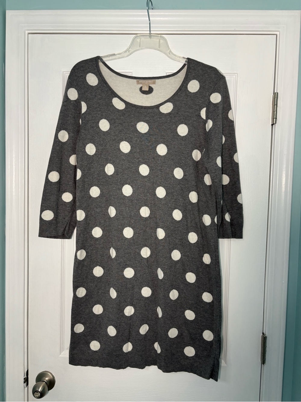 Banana Republic Charcoal Gray Dress with White Polka Dots